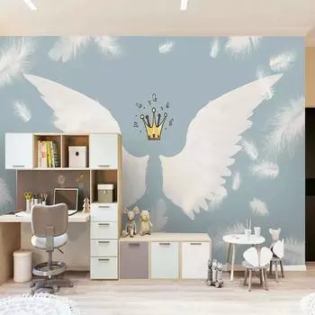 Настенные обои Современный скандинавский стиль Мультяшные ручная роспись Крылья Перья Детская комната Фон Обои Фрески 200 cm(W) x 140 cm(H)