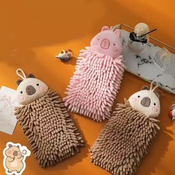 Настенные подвесные полотенца для рук Capybara, утолщенные мягкие полотенца для рук из синели, впитывающие многоразовые кухонные полотенца из микрофибры розовый