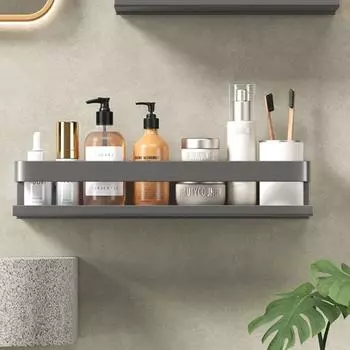 Настенные полки для хранения в ванной комнате Многофункциональный органайзер для туалета Полка для специй на кухне Алюминиевые серые полки для туалетных принадлежностей Разное 20cm серый