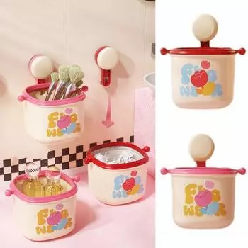 Настенные полки для хранения в ванной комнате, без проколов, мультфильм, ведро для душа розовый