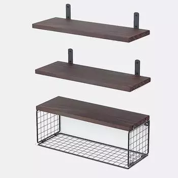 Настенные полки, плавающие деревянные полки для хранения вещей, органайзер для кухни, ванной комнаты, домашний декор, аксессуары для сада и ванной комнаты, набор из 4 предметов темно-коричневого