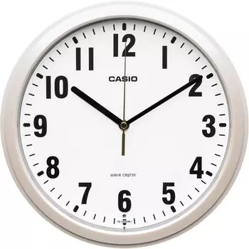 Настенные радиочасы CASIO Wave Cepter Analog, легко различимые, стандартная секундная стрелка небольшого диаметра, останавливается ночью, цвет белый, жемчужно-белый, 26,8 см, IQ-352AMJ-7JF