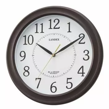 Настенные радиочасы Landex, аналоговые, боковой диаметр, непрерывная секундная стрелка, темно-коричневые, YW9163DBR 31,4 см коричневый