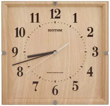 Настенные радиочасы RHYTHM, аналоговые, с непрерывной секундной стрелкой, внутренняя модель, коричневый, с текстурой дерева, живой, Эмили 8MY502SR07 (Светлая отделка)