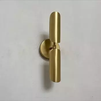 Настенные светильники с 2 абажурами из матовой латуни, современный настенный светильник-бра середины века