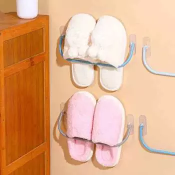 Настенные тапочки Подвесная стойка Установка без перфорации Многофункциональная вешалка для хранения кроссовок Влагостойкий органайзер для обуви для прихожей синий