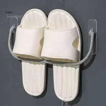 Настенные тапочки Подвесная стойка Установка без перфорации Многофункциональная вешалка для хранения кроссовок Влагостойкий органайзер для обуви для прихожей серый