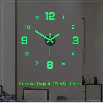 Настенные украшения Офисы Современные цифровые настенные часы Гостиная Креативность Безрамный Декор для дома Спальня Часы Светодиодные часы Сад золотой