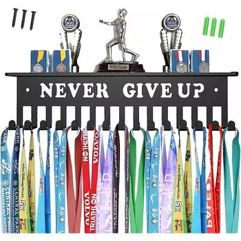 Настенные вешалки для медалей, держатель медалей, стойка для демонстрации розеток, стойка для демонстрации медалей «Никогда не сдавайся» A