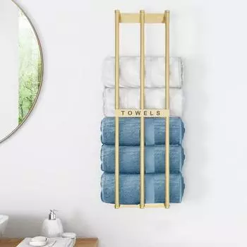 Настенные вешалки для полотенец для ванной комнаты с крючками Полка для полотенец Настенный держатель для полотенец Свернутые полотенца