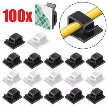 Настенные зажимы для проводов Клейкий зажим для кабеля Организаторы для кабелей Прочный держатель для проводов Управление шнурами Аккуратный фиксированный зажим для дома и офиса 20pcs чёрный