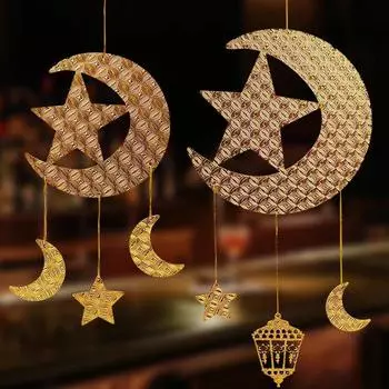 Настенные золотые украшения из дерева своими руками, звезда, луна, дизайн, подвеска, декоративные изделия ручной работы, товары для вечеринок и фестивалей S