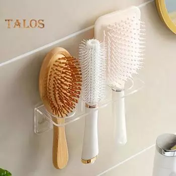 Настенный акриловый держатель для расчесок, простая установка, компактный дизайн, органайзер для инструментов для волос, настенный держатель для расчесок чистый