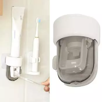 Настенный автоматический выдавливатель зубной пасты, простой в установке, самоклеящийся держатель для хранения зубной пасты белый