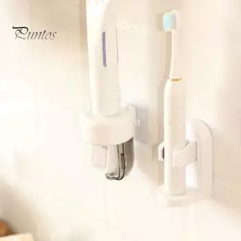 Настенный автоматический выдавливатель зубной пасты, простой в установке, самоклеящийся держатель для хранения зубной пасты белый