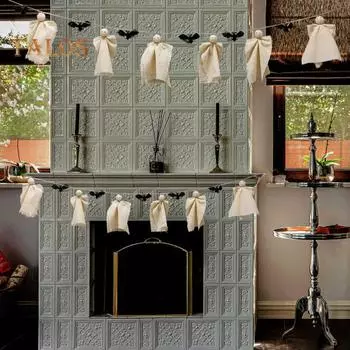 Настенный баннер на Хэллоуин, призрачная летучая мышь, подвесное украшение на окно, потолок, качающаяся подвеска для домашнего декора на Хэллоуин 5pcs чёрный