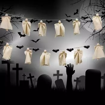 Настенный баннер на Хэллоуин, призрачная летучая мышь, подвесное украшение на окно, потолок, качающаяся подвеска для домашнего декора на Хэллоуин 5pcs чёрный