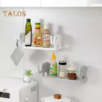 Настенный безударный большой несущий стеллаж для хранения шампуня для ванной комнаты, противоскользящий кухонный органайзер для приправ белый