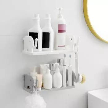 Настенный безударный большой несущий стеллаж для хранения шампуня для ванной комнаты, противоскользящий кухонный органайзер для приправ белый