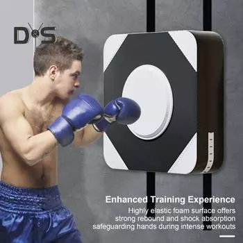 Настенный боксерский коврик из искусственной кожи, эластичная пена, настенное крепление, боксерская подушка, бесшумная тренировочная мишень для бокса, тхэквондо, домашний тренажерный зал, оборудование для тренировок M жёлтый