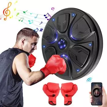 Настенный боксерский тренажер, интеллектуальное музыкальное оборудование для бокса, боксерские подушки со светодиодной подсветкой и музыкой Bluetooth CHINA чёрный