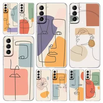 Настенный чехол для телефона с парами цветов и одной линией для Samsung Galaxy S22 S21 S20 FE Ultra 5G S10 S10E S9 S8 Plus Note 10 20, мягкий чехол Samsung S8