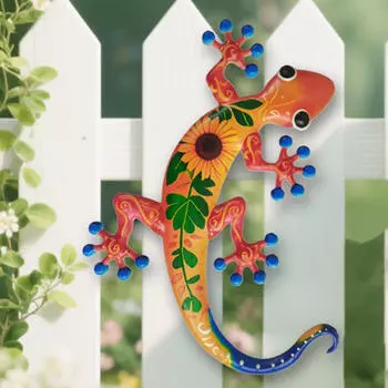 Настенный декор Геккон Искусство Уличная Железная Подвесная Скульптура, Скульптура для Коридора Сада красный