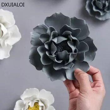 Настенный декор из керамических цветов ручной работы Креативная 3D-подвеска для гостиной Настенный декор с фоном для телевизора Аксессуары для украшения дома