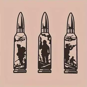 Настенный декор из трех металлических пуль солдата, внутренний/наружный военный артефакт, дань уважения тем, кто служит нашей стране чёрный