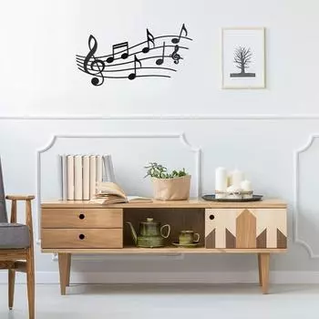 Настенный декор с музыкальными нотами, настенное искусство из металла, элегантный и динамичный декор с нотами для улучшения музыкальных комнат, студий чёрный
