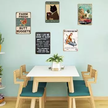 Настенный декоративный жестяной знак, винтажный металлический кофейный уличный знак, американский стиль, простая установка, жесть