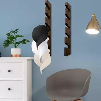 Настенный держатель для бейсбольных кепок, вешалка из массива дерева, 5-конечная стойка для шляп, подарок любителям шляп