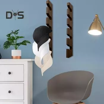 Настенный держатель для бейсбольных кепок, вешалка из массива дерева, 5-конечная стойка для шляп, подарок любителям шляп