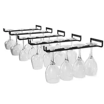Настенный держатель для бокалов Высококачественная черная железная подвесная стойка для бокалов Винный бокал Бар 1PCS