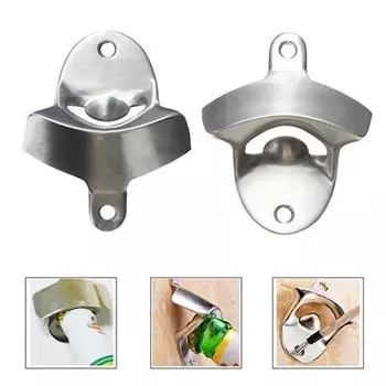Настенный держатель для бутылок из нержавеющей стали, открывалка для бутылок, открывалка для пива, креативная открывалка для бутылок, металлическая открывалка для бутылок 2pcs
