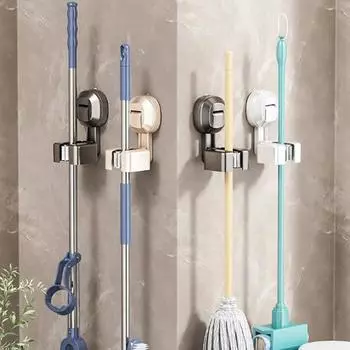 Настенный держатель для душевой лейки, беспробивной крючок для швабры, фиксированный кронштейн для дома белый