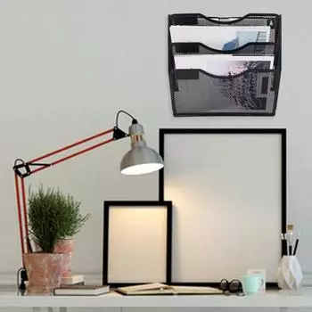 Настенный держатель для файлов, 3-х уровневый настенный органайзер для бумаги, большая вместимость, прочный несущий держатель для документов, органайзер для хранения чёрный