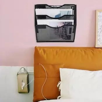 Настенный держатель для файлов, 3-х уровневый настенный органайзер для бумаги, большая вместимость, прочный несущий держатель для документов, органайзер для хранения чёрный