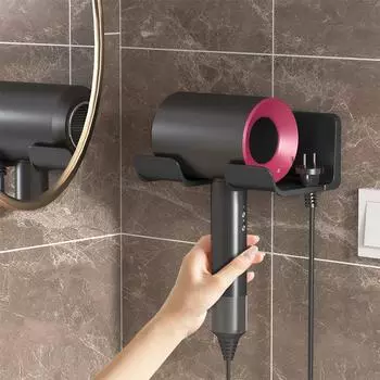 Настенный держатель для фена для ванной комнаты, полка для хранения фена, пластиковая подставка для фена, органайзер для ванной комнаты