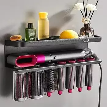 Настенный держатель для фена Dyson Airwrap Полка для хранения бигуди Сушилка для волос Подставка для косметики Стойка Dyson Органайзер для ванной комнаты