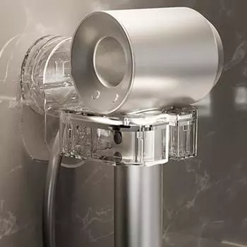 Настенный держатель для фена и выпрямителя с присоской, легкое вращение прозрачный