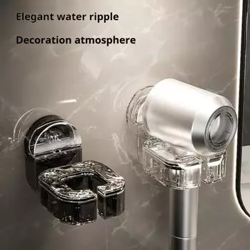 Настенный держатель для фена и выпрямителя с присоской, легкий угол поворота прозрачный