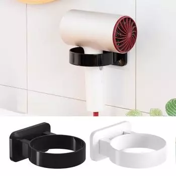 Настенный держатель для фена, прочный, выдерживающий нагрузку, самоклеящийся, простой в установке, держатель для фена, органайзер для инструментов для волос чёрный