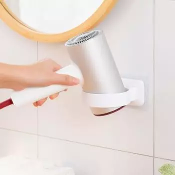 Настенный держатель для фена, прочный, выдерживающий нагрузку, самоклеящийся, простая установка, волосы белый