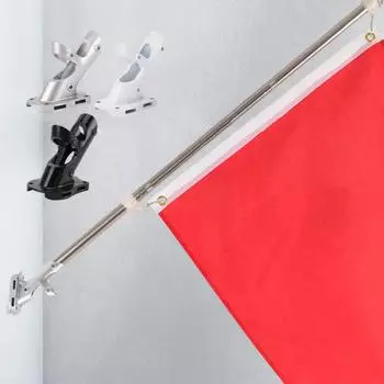 Настенный держатель для флагштока 45/90 градусов 3 отверстия регулируемый прочный сплав наружное крыльцо чёрный