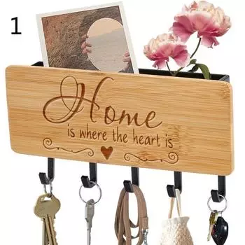 Настенный держатель для ключей для домашнего хранения, резной черный, белый цвет, бамбуковая вешалка для ключей, вешалка для ключей, домашний декор 1 белый