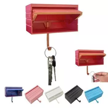 Настенный держатель для ключей, простая установка, забавный 3D-печатный гараж для автомобиля с открывающейся дверью, стойка для ключей для входа золотистый/красный