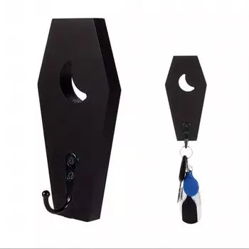 Настенный держатель для ключей в форме гроба, простая в установке вешалка для полотенец с крючком, жуткий готический декор для дома на Хэллоуин A