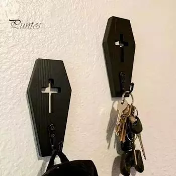 Настенный держатель для ключей в форме гроба, простая в установке вешалка для полотенец с крючком, жуткий готический декор для дома на Хэллоуин A