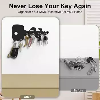 Настенный держатель для ключей Yousheng, стойка для хранения, устойчивая к ржавчине, прочная, несущая, простая установка, экономящая место органайзер, крючки для ключей чёрный